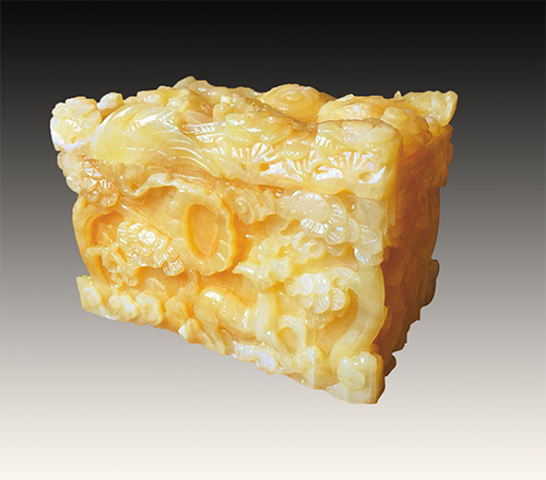 米黄玉鹿鹤呈祥